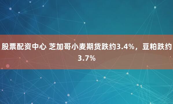 股票配资中心 芝加哥小麦期货跌约3.4%，豆粕跌约3.7%