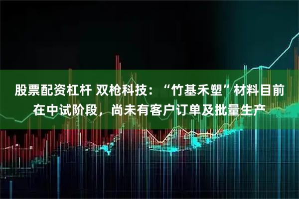 股票配资杠杆 双枪科技：“竹基禾塑”材料目前在中试阶段，尚未有客户订单及批量生产